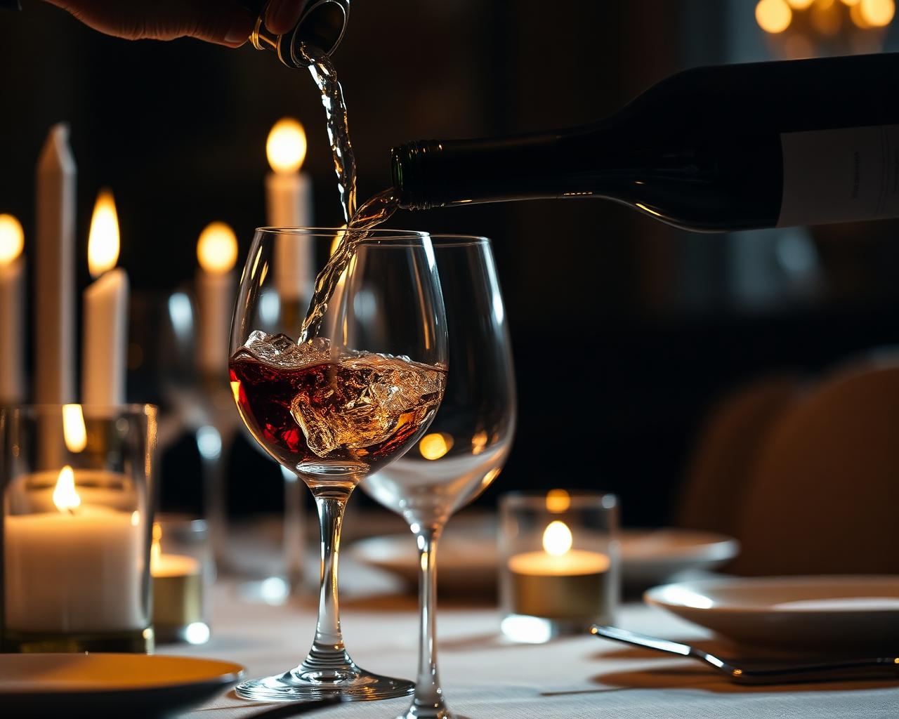 Wine pour at dinner table